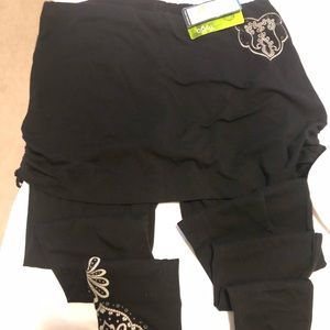 Yoga pants with attached skirt